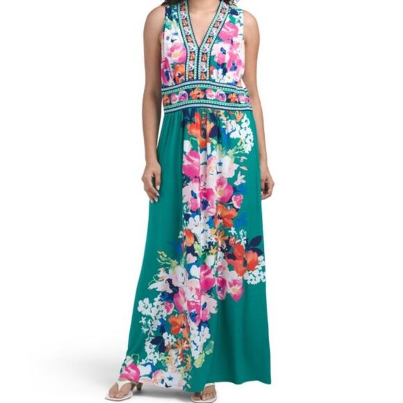London Times Dresses & Skirts - New London Times V-Neck Sleeveless Floral Maxi Dress Women’s Size 6